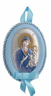 Детска сребърна икона с изображение на Дева Мария