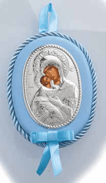 Детска религиозна синя икона Света Богородица