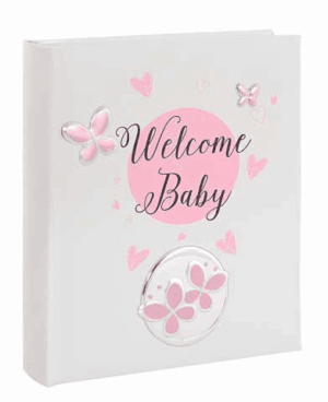 Детски албум за снимки Пеперуди за момиче със сребърна декорация  |  Детски албуми за снимки