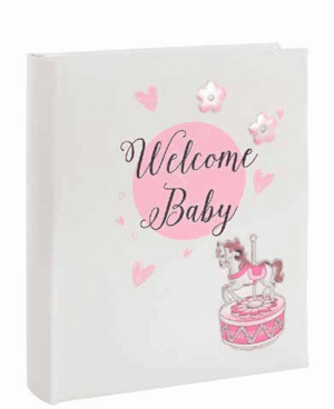 Детски албум за снимки със сребърна декорация въртележка  |  Детски албуми за снимки