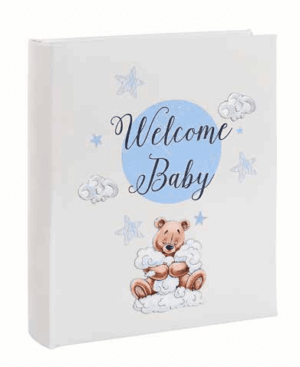 Детски албум за снимки за момче със сребърна декорация  |  Детски албуми за снимки