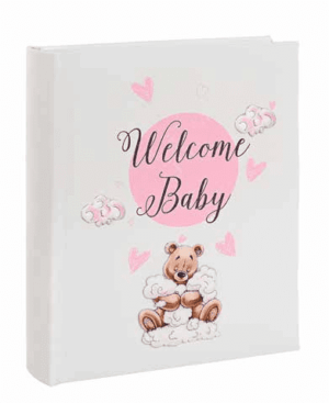 Детски албум за снимки за момиче със сребърна декорация  |  Детски албуми за снимки