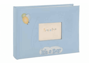 Детски фото албум със сребърна рамка и декоративен надпис за момче  |  Детски албуми за снимки