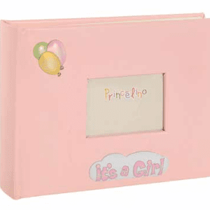Детски фото албум със сребърна рамка и декоративен надпис за момиче