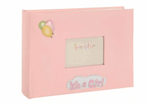 Детски фото албум със сребърна рамка и декоративен надпис за момиче