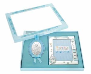 Сребърен комплект за момче с рамка за снимка и икона