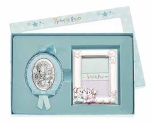 Сребърен комплект с рамка за снимка и икона за момиче,6х9см  |  Детски икони
