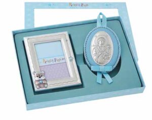 Сребърен комплект с рамка за снимка и икона за момче,6х9см | HappyMarket.bg Сребърен комплект с рамка за снимка и икона за момче,6х9см | Детски икони