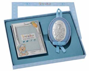 Сребърен комплект с рамка за снимка и икона за момче,9х13см | HappyMarket.bg Сребърен комплект с рамка за снимка и икона за момче,9х13см | Детски икони