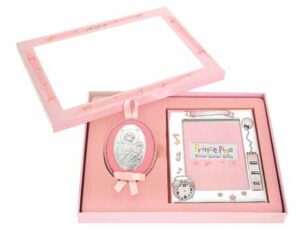 Сребърен комплект с персонализирана рамка за снимка и икона за момиче,9х13см  |  Детски икони