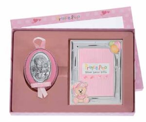 Сребърен комплект с рамка за снимка и икона за момиче,9х13см | HappyMarket.bg Сребърен комплект с рамка за снимка и икона за момиче,9х13см | Детски икони