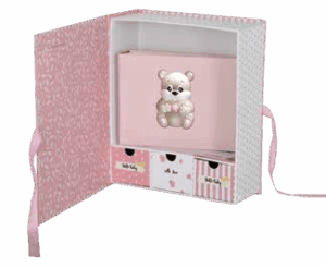 Детски подаръчен комплект за момиче Албум + Кутии за първите неща на бебето  |  Детски албуми за снимки