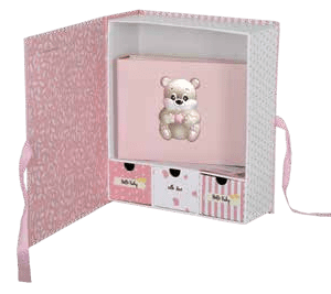 Детски подаръчен комплект за момиче Албум + Кутии за първите неща на бебето