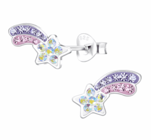 Детски сребърни обеци Блестяща падаща звезда, тип винт | HappyMarket.bg Детски сребърни обеци Блестяща падаща звезда, тип винт | Детски бижута