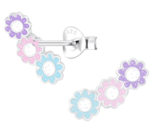 Детски сребърни обеци Цветя, тип винт | HappyMarket.bg Детски сребърни обеци Цветя, тип винт | Детски бижута