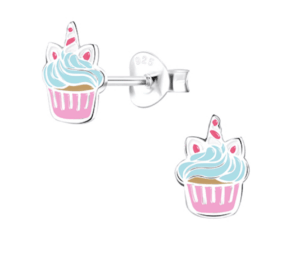 Детски сребърни обеци Кексче еднорог, тип винт | HappyMarket.bg Детски сребърни обеци Кексче еднорог, тип винт | Детски бижута