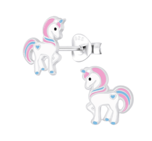 Детски сребърни обеци Щастлив розов еднорог, тип винт | HappyMarket.bg Детски сребърни обеци Щастлив розов еднорог, тип винт | Детски бижута