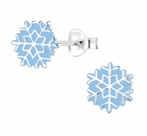 Детски сребърни обеци Сини снежинки, тип винт | HappyMarket.bg Детски сребърни обеци Сини снежинки, тип винт | Детски бижута