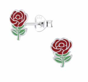 Детски сребърни обеци Рози, тип винт | HappyMarket.bg Детски сребърни обеци Рози, тип винт | Детски бижута