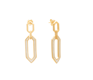 Дръзки висящи сребърни позлатени обеци с опал, тип винт - Image 1