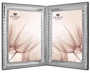 Двойна фото рамка със сребро-тип книга, 2 x 13×18см  |  Рамки за снимки