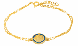 Двойна позлатена гривна с диск Фестос и опал - Image 1