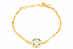 Двойна позлатена гривна с малък диск Фестос и Меандър - Image 1