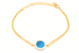 Двойна позлатена гривна с малък кръгъл опал  |  Бижута