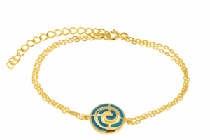 Двойна позлатена гривна със спирала и опал | HappyMarket.bg Двойна позлатена гривна със спирала и опал | Бижута