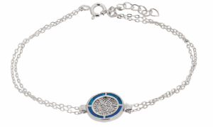 Двойна сребърна гривна с диск Фестос и опал - Image 1