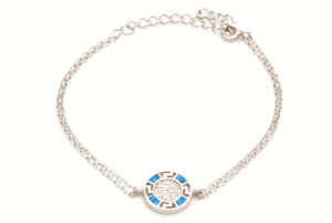 Двойна сребърна гривна с малък диск Фестос и Меандър - Image 1