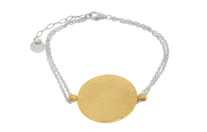 Двойна сребърна гривна с позлатен голям диск Фестос  |  Бижута