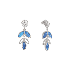 Блестящи сребърни обеци с опал "Букет", тип винт - Image 1