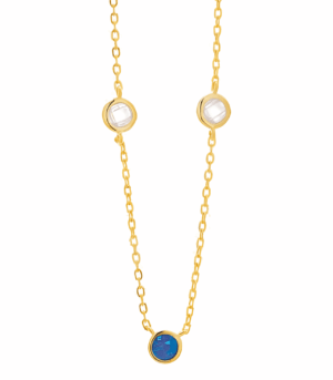 Елегантно позлатено колие с малък камък от опал | HappyMarket.bg Елегантно позлатено колие с малък камък от опал | Бижута