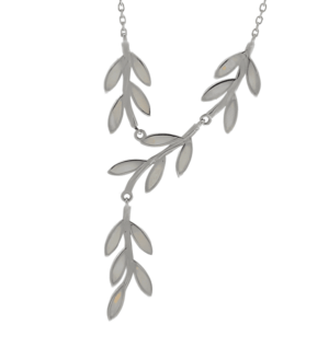 Елегантно сребърно колие с маслинова клонка и опал  |  Бижута