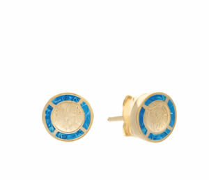 Фестос малки позлатени обеци с опал и винт, S - Image 1