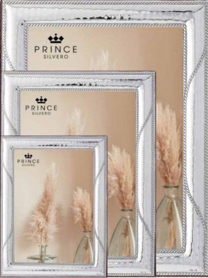 Комплект сребърни фото рамки с релефен контур тип въже 2 бр.,13х18 и 9х13см - Image 1