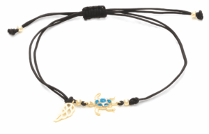 Гривна с позлатена костенурка с опалови камъни и крило - Image 1