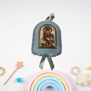 Икона за кръщене на момче, сребърно покритие, Богородица с младенец  |  Детски икони