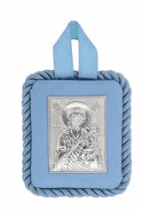 Детска сребърна икона Богородица, за момче