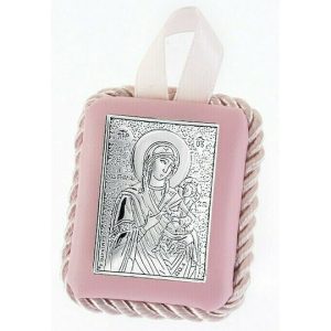Детска сребърна икона Богородица, за момиче