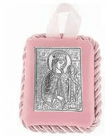 Икона за кръщене на момиче, сребърно покритие, Богородица и Младенеца