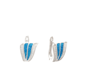 Изискани сребърни обеци с опал и английско закопчаване  |  Бижута