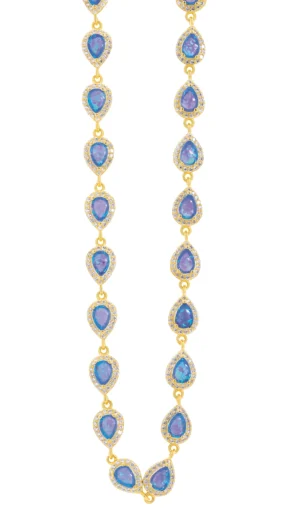 Изискано позлатено колие с камъни от опал  |  Бижута