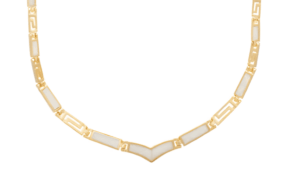 Изискано позлатено сребърно колие с опал и меандър - Image 1