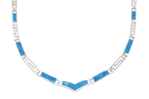 Изискано сребърно колие с опал и меандър - Image 1