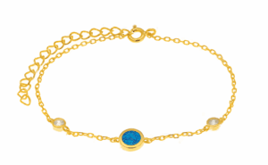 Изящна позлатена гривна с малък кръгъл опал  |  Бижута