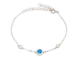 Изящна сребърна гривна с малък кръгъл опал - Image 1