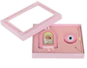 Подаръчен комплект за момиче, сребро и златно покритие, гривна и икона | HappyMarket.bg Подаръчен комплект за момиче, сребро и златно покритие, гривна и икона | Детски подаръчни комплекти