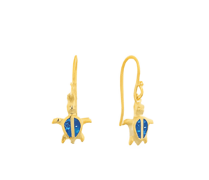 Костенурки малки позлатени обеци с опал, закопчаване с кука - Image 1